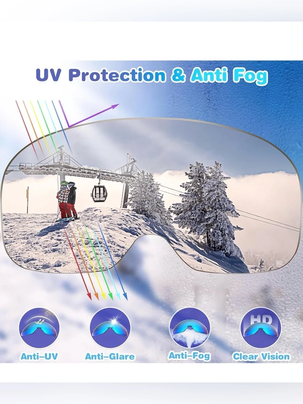 Blue Kids Ski Goggles - Youth Snowboarding Sunglasses
